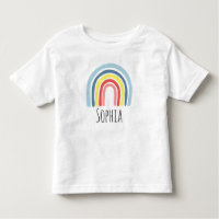 Girls Cute Modern Magical Rainbow Cartoon & Name Toddler T-shirt