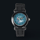 Girls Cute Modern Rainbow Narwhal and Name Kids Watch<br><div class="desc">This modern and cute kids' watch features a hand drawn rainbow narwhal cartoon, along with a jellyfish, starfish, seaweed and shells. This lovely colorful design also features a place for you to add your girl's name. With clear, easily readable numbers, this 'first' watch is great for those just starting out...</div>