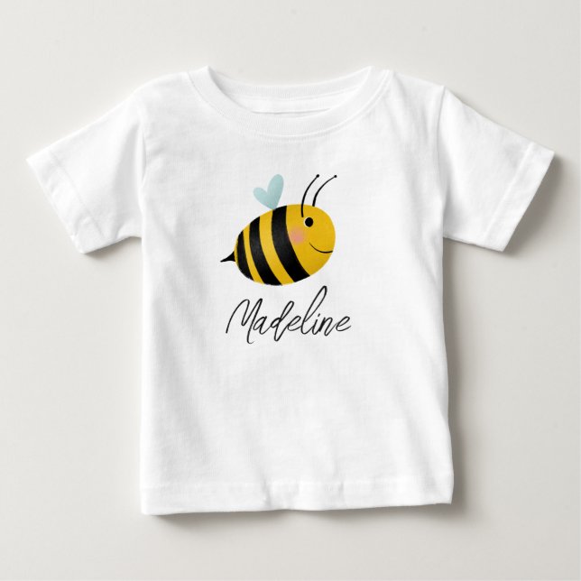 Girls Cute One Summer First Bee Day 1st Birthday Baby T-Shirt (Front)