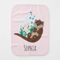 Girls Cute Otter Cartoon Flower and Name