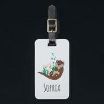 Girls Cute Otter Cartoon Flowers and Name Kids Luggage Tag<br><div class="desc">This gorgeous and girly kids luggage tag features a beautiful, hand drawn otter cartoon with flowers and river-weed. This lovely modern design also features a place for you to add a girl's name. The perfect whimsical wildlife design for any kid's first trip! Check out our collection for the matching passport...</div>