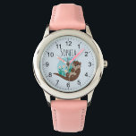 Girls Cute Otter Cartoon Flowers and Name Kids Watch<br><div class="desc">This gorgeous and girly kids watch features a beautiful,  otter cartoon with flowers and river-weed,  and easy to read numbers. This lovely design also features a place for you to add your girl's name. The perfect otter themed,  floral design for your little one!</div>