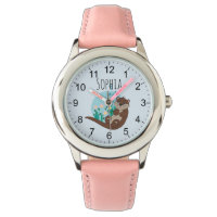 Girls Cute Otter Cartoon Flowers and Name Kids