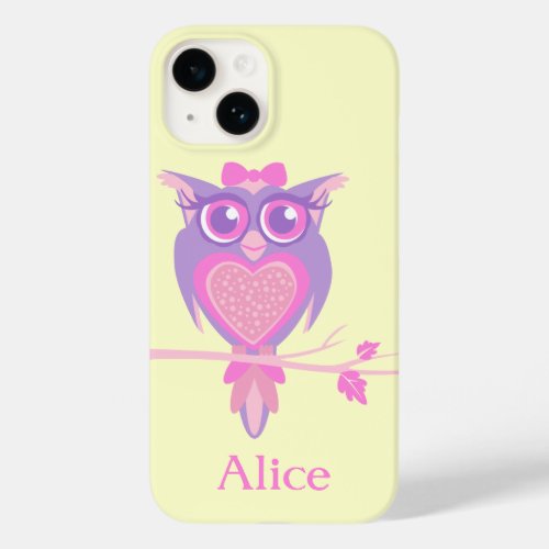 Girls cute owl purple yellow name Case_Mate iPhone 14 case