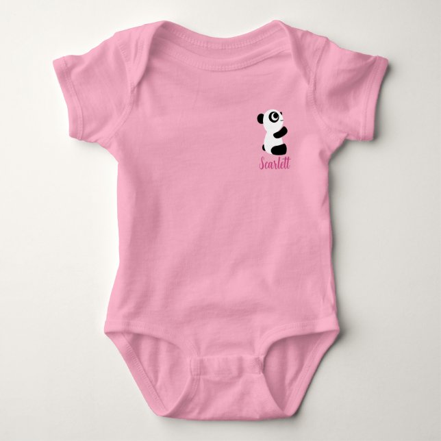 Girls Cute Panda  Baby Bodysuit (Front)