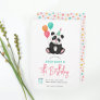Girls Cute Panda Bear 5th Birthday Party Invitation