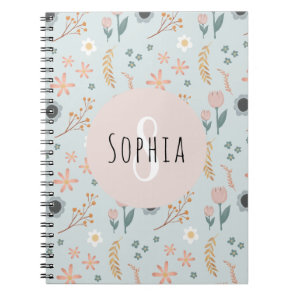 Girls Cute Pastel Floral Print Botanical Kids Notebook