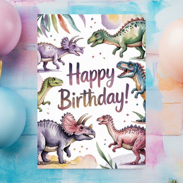 Girls Cute Personalized Dinosaur Birthday  Card (Creator Uploaded)