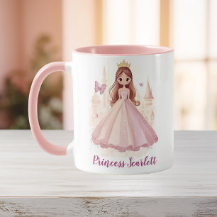 Girls Cute Personalized Princess Sparkle Pink Mug