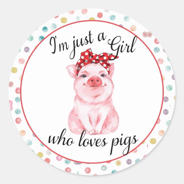 Girls Cute  Pig Lover Sticker (Front)