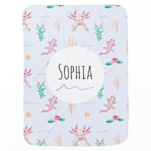 Girls Cute Pink Axolotl River Pattern  Baby Blanket