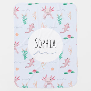 Girls Cute Pink Axolotl River Pattern  Baby Blanket