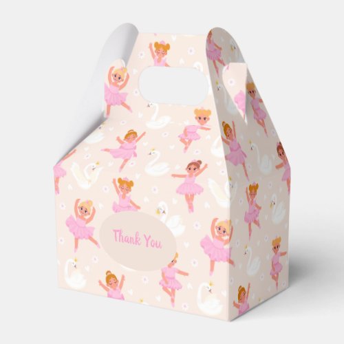 Girls Cute Pink Ballerina Themed Personalized Favor Boxes