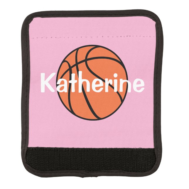Girls Cute Pink Basketball Sports Kids Luggage Handle Wrap (Front)