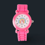 Girls Cute Pink Boho Rainbow and Name Kids Watch<br><div class="desc">This cute and girly kids' watch features a trendy rainbow cartoon on a pink background. This lovely boho design also features a place for you to add your girl's name. With clear, easily readable numbers, this 'first' watch is great for those just starting out on learning the time. The perfect...</div>