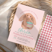 Girls Cute Pink Bunny Cake Birthday