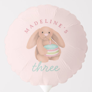 Girls Cute Pink Bunny Cake Kids Birthday Balloon