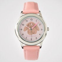 Girls Cute Pink Bunny Rabbit Plushie Kids  Watch