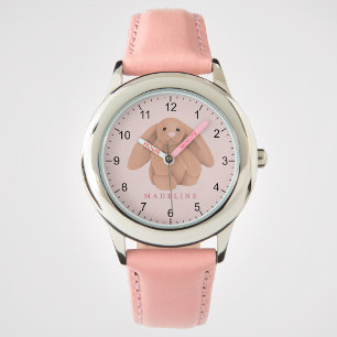 Girls Cute Pink Bunny Rabbit Plushie Kids  Watch