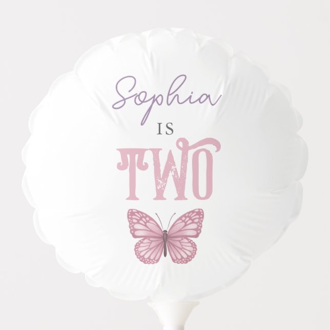 Girls Cute Pink Butterfly Kids Birthday Balloon (Front)