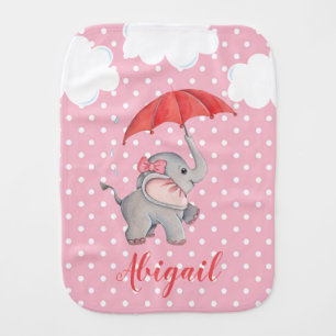 Girls Cute Pink Elephant Polka Dot Burp Cloth