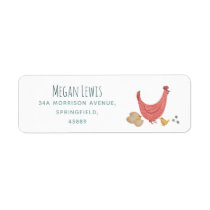 Girls Cute Pink Farm Chicken Baby Shower Label