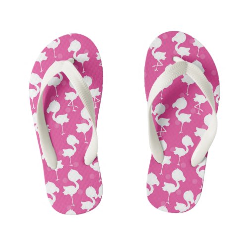 Girls cute pink flamingo pattern flip flops