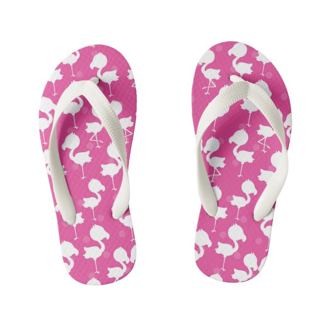 Girls cute pink flamingo pattern flip flops (Footbed)