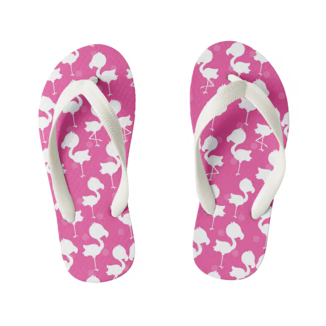 Girls Cute Pink Flamingo Pattern Flip Flops Zazzle