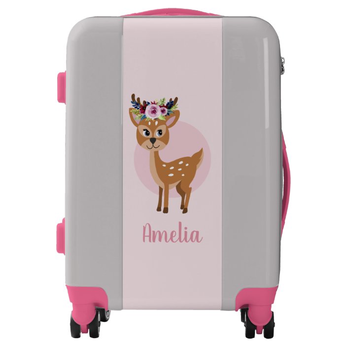 pink floral luggage