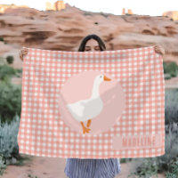 Girls Cute Pink Gingham Goose Farm Kids  