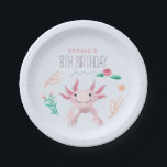 Girls Cute Pink Kawaii Axolotl Birthday Paper Plates<br><div class="desc">This unique and fun girls Birthday paper plate features a cute pink kawaii axolotl. The underwater design provides areas for you to add your a name and age in a simple and modern script. Perfect for any aquatic adventures birthday party, great for an 8th birthday, but fully customizable to cater...</div>