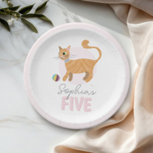 Girls Cute Pink Kitty Cat Kids Birthday Paper Plates