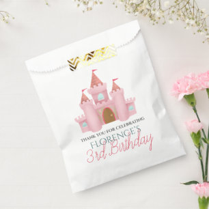 Girls Cute Pink Princess Castle Kids Birthday Favor Bag