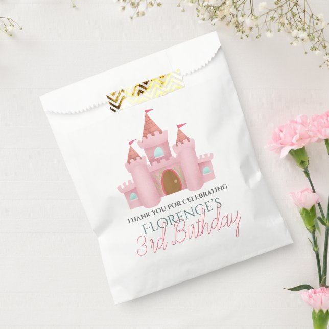 Girls Cute Pink Princess Castle Kids Birthday Favor Bag (Sealed)