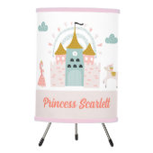 Girls Cute Pink Princess Castle Personalized Name Tripod Lamp (Front)
