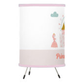 Girls Cute Pink Princess Castle Personalized Name Tripod Lamp (Left)