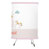 Girls Cute Pink Princess Castle Personalized Name Tripod Lamp (Right)