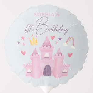 Girls Cute Pink Princess Palace 6th Birthday Balloon