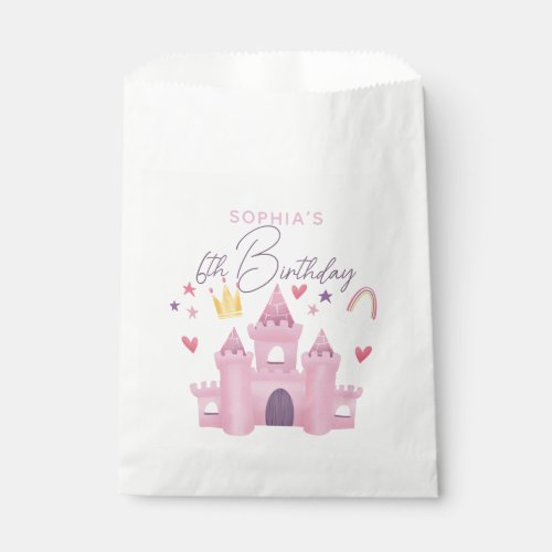 Girls Cute Pink Princess Palace 6th Birthday Kids Favor Bag