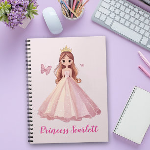 Girls Cute Pink Princess Personalized Notebook