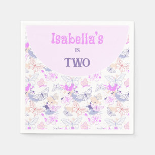 Girls Cute Pink Purple Butterfly Kids Birthday Napkins
