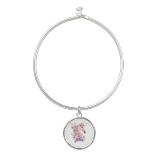 Girls Cute Pink Purple Floral Pony Bangle Bracelet
