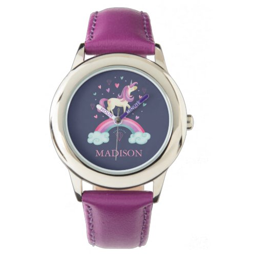 Girls Cute Pink Purple Rainbow Unicorn Watch