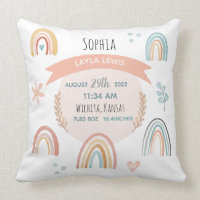 Girls Cute Pink Rainbow Birth Stats Baby Nursery