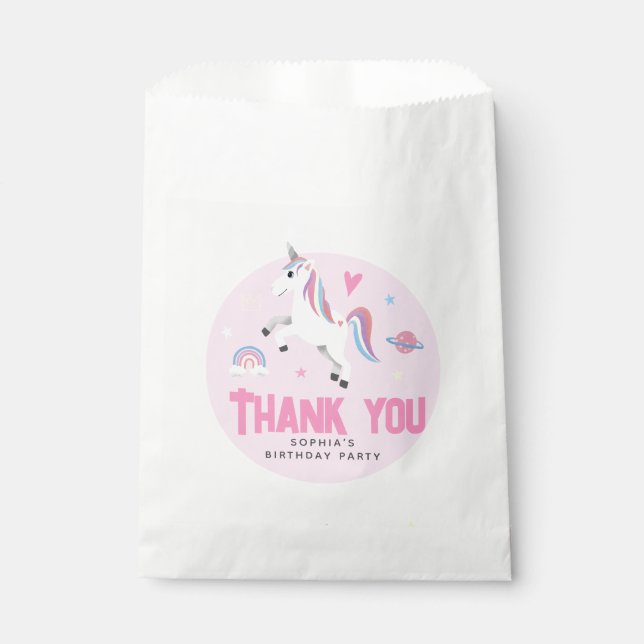 Girls Cute Pink RainbowUnicorn  Favor Bag (Front)