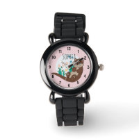 Girls Cute Pink River Otter Flowers and Name Kids