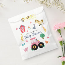 Girls Cute Pink Rustic Farm Tractor Baby Shower Favor Bag