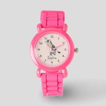 Girls Cute Pink Safari Zebra Kids Watch