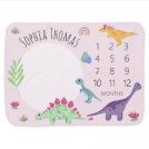 Girls Cute Pink T-Rex Dinosaur & Name Milestone Baby Blanket Girls Cute Pink T-Rex Dinosaur & Name Milestone Baby Blanket